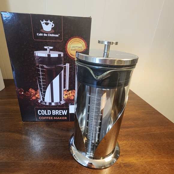 NEW Cold Brew Coffee Maker 34 Ounces Stainless Steel Filter Cafe du Chateau - Picture 2 of 10